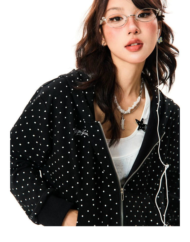 Polka Dot Zipper Hoodie