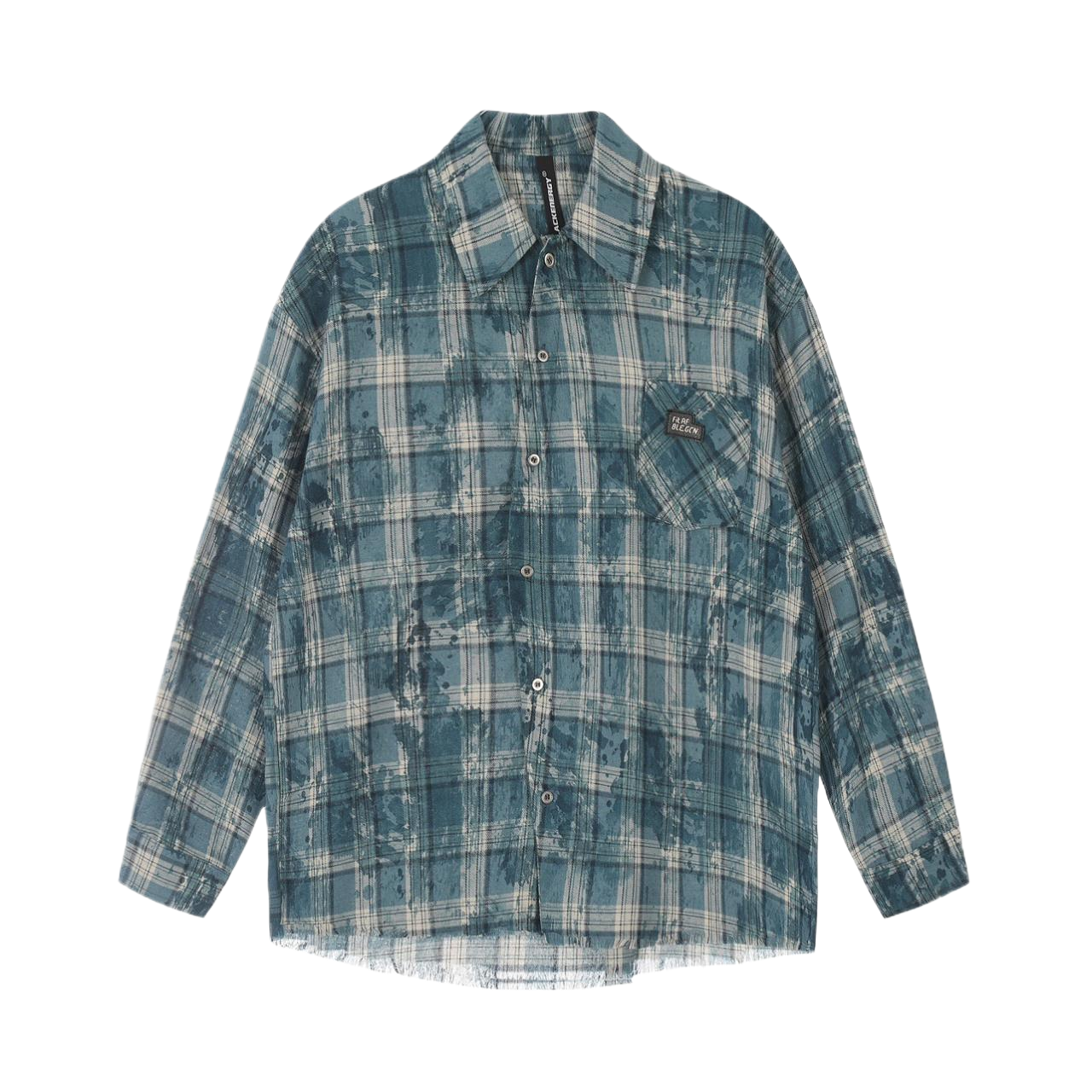 Label Design Tie Dyed Plaid Oversize Shirt