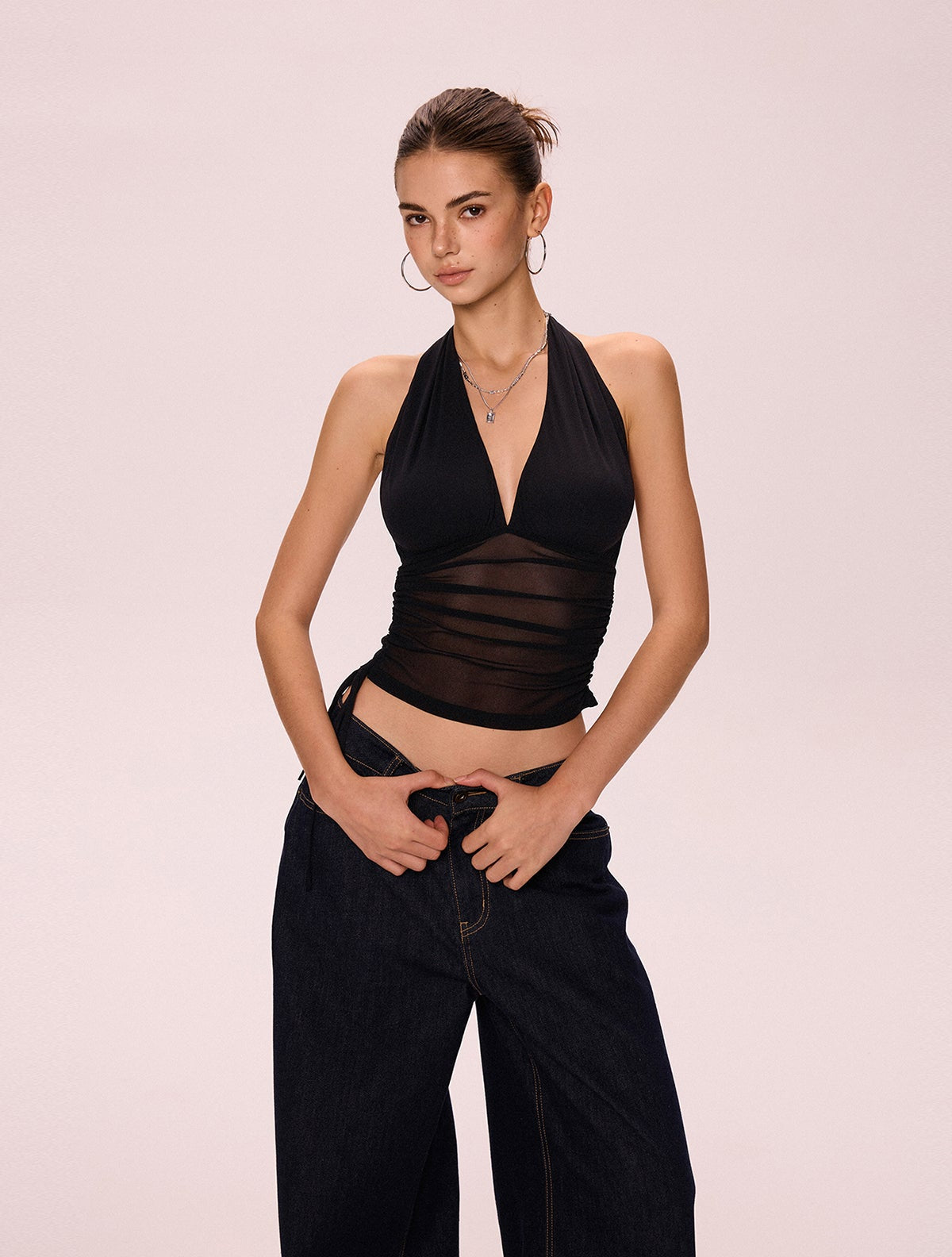 Halterneck Camisole Off-The-Shoulder Top