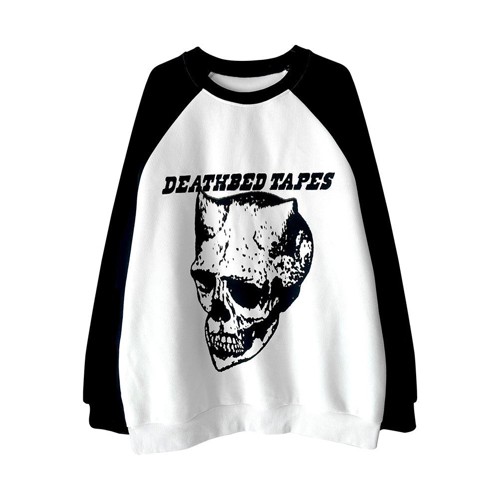 Skull Print Oversize Raglan Sleeve Sweatshirt