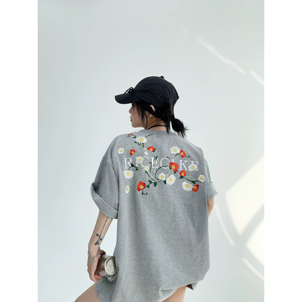 Oversized Flower Print Short Sleeve T-Shirt