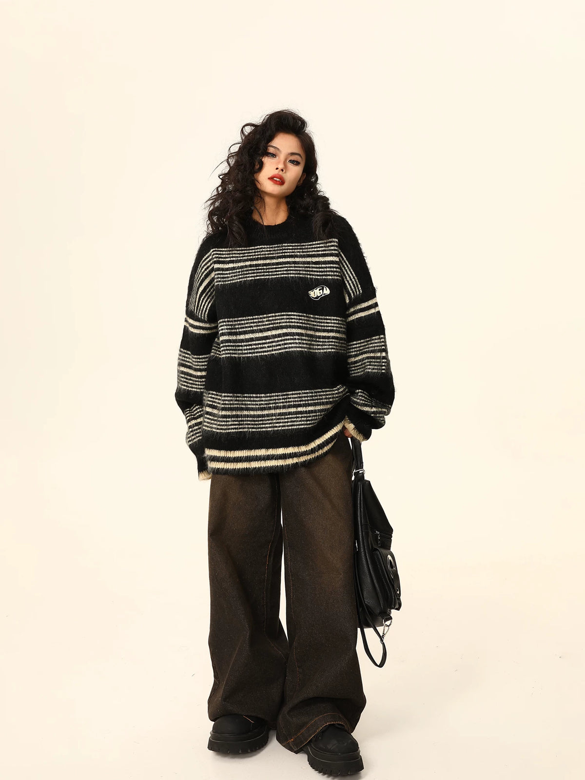 Oversized Striped Knit Sweater