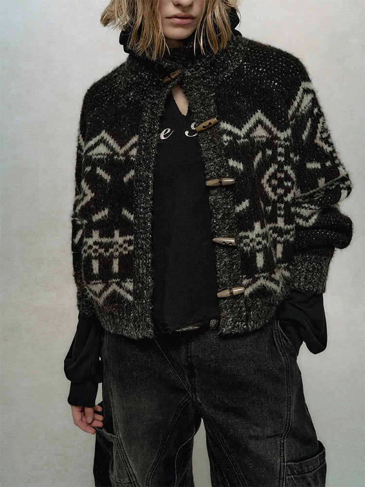 Fair Isle Jacquard Knit Cardigan