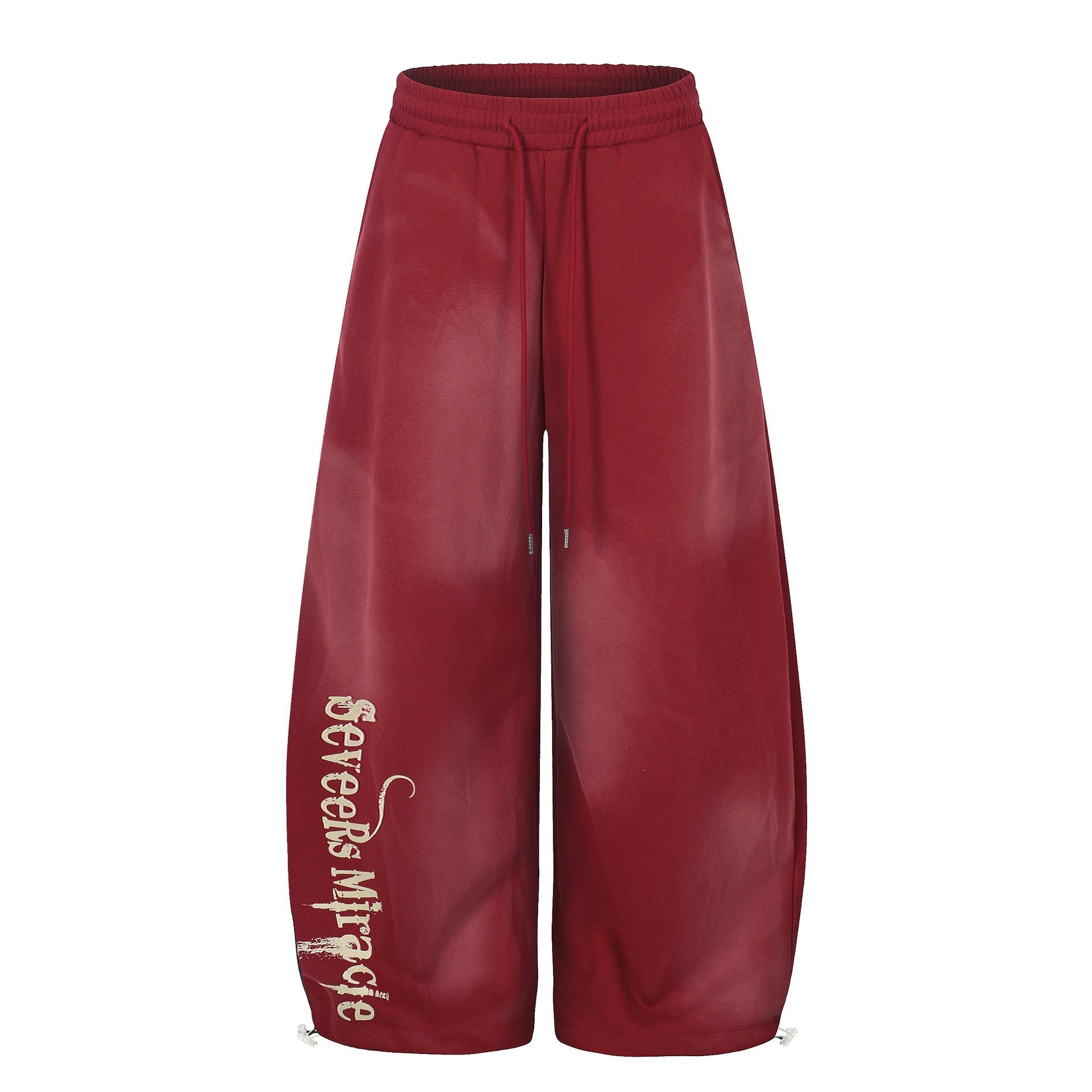Washed Gradient Logo Print Wide Leg Sporty Pants