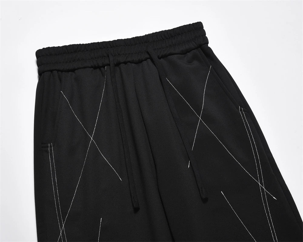 Irregular Line Embroidered Sweatpants