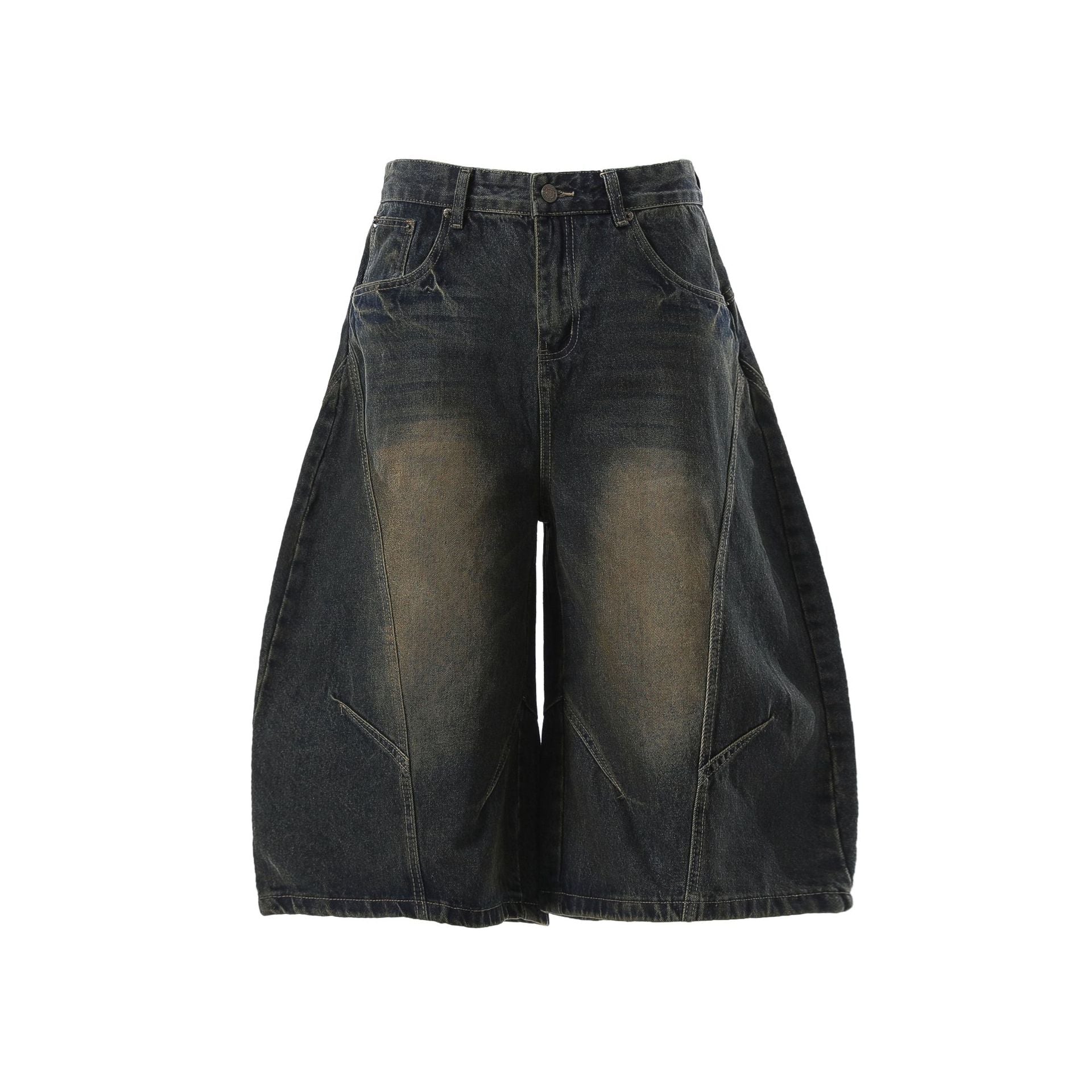 Washed Curved Denim Jort