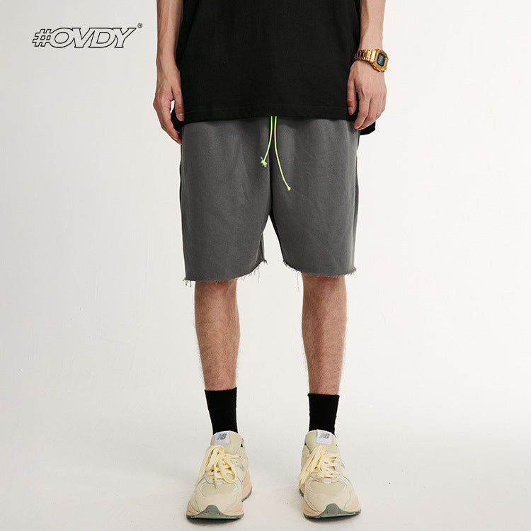 Frayed Hem Drawstring Cotton Short Pants