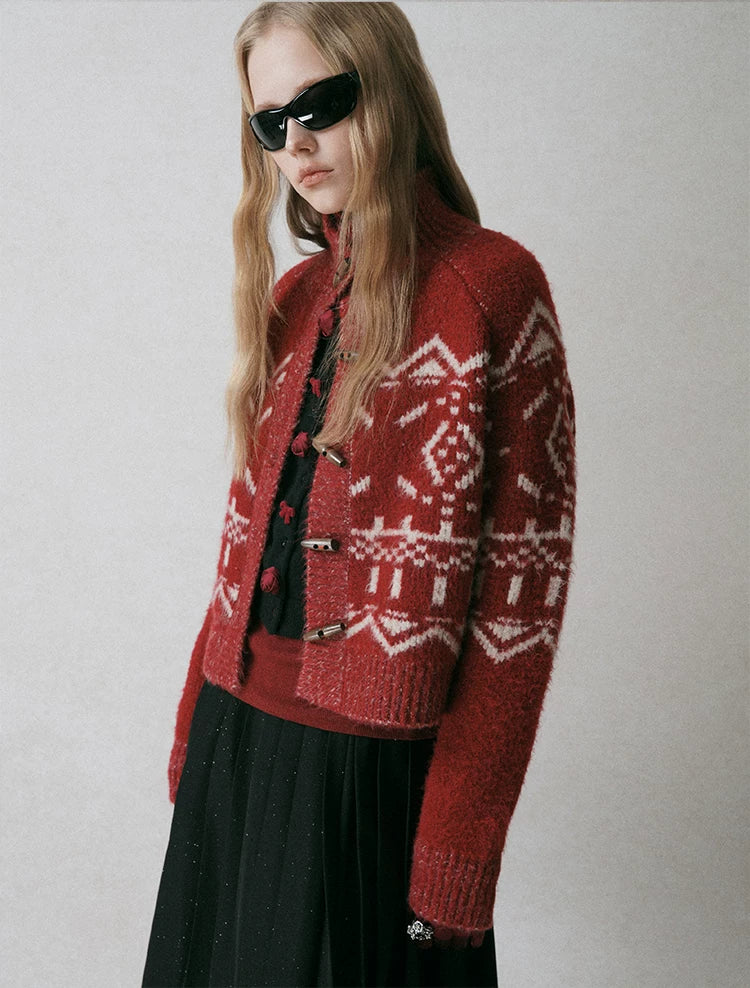 Fair Isle Jacquard Knit Cardigan