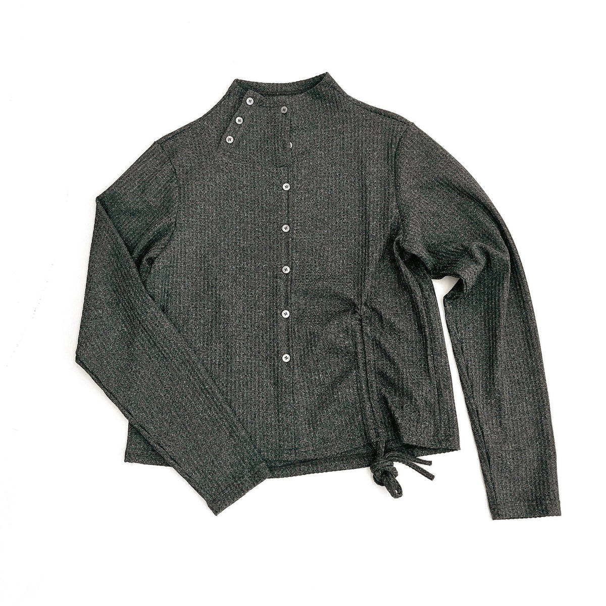 Asymmetrical Ribbed Knit Long Sleeve Shirt