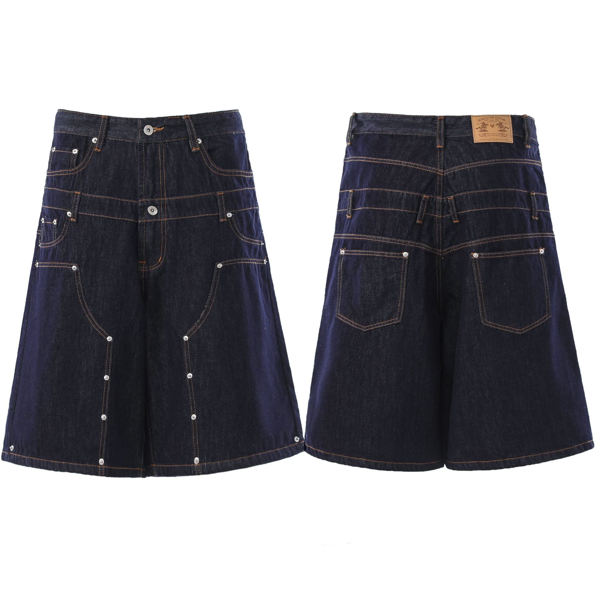Double Waist Wide Leg Cropped Denim Jort