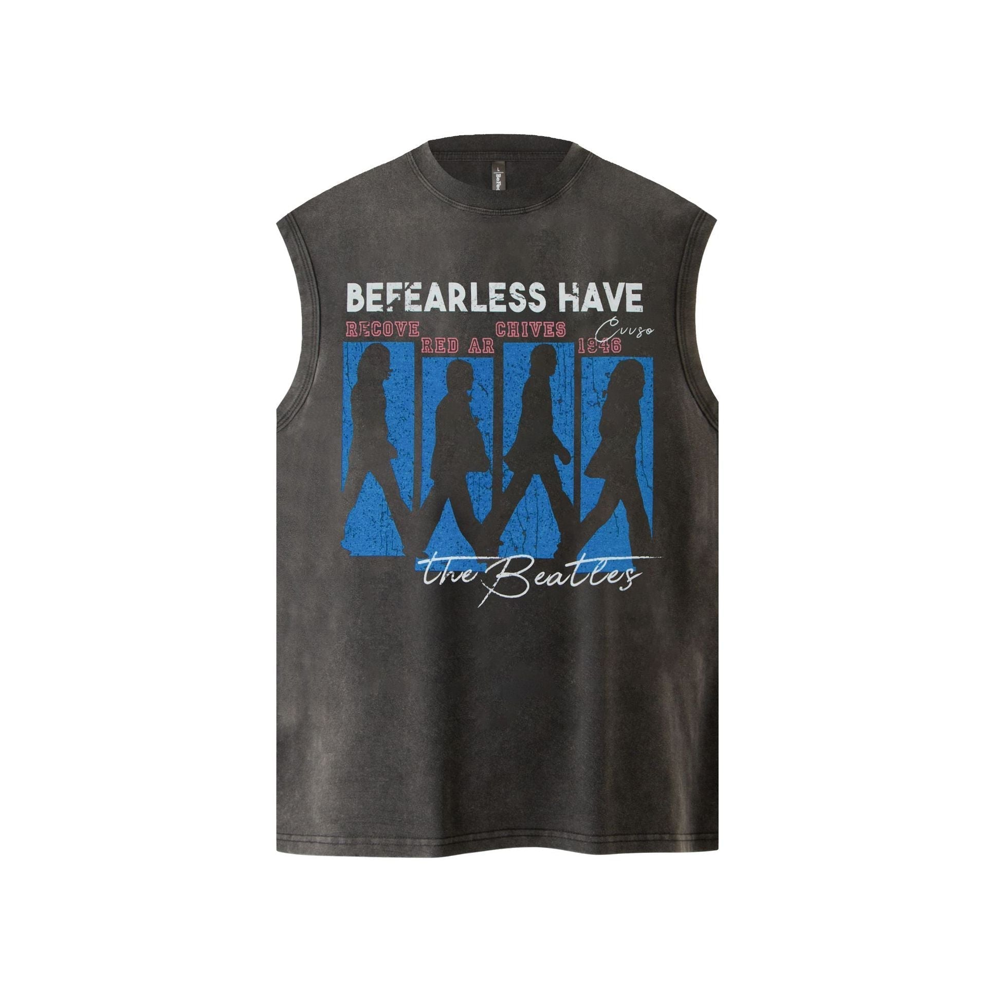 Washed Graphic Letter Sleeveless T-Shirt