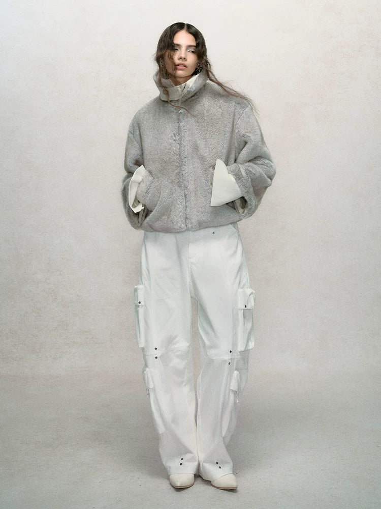 Reversible Short Fake Fur Zipper Jacket