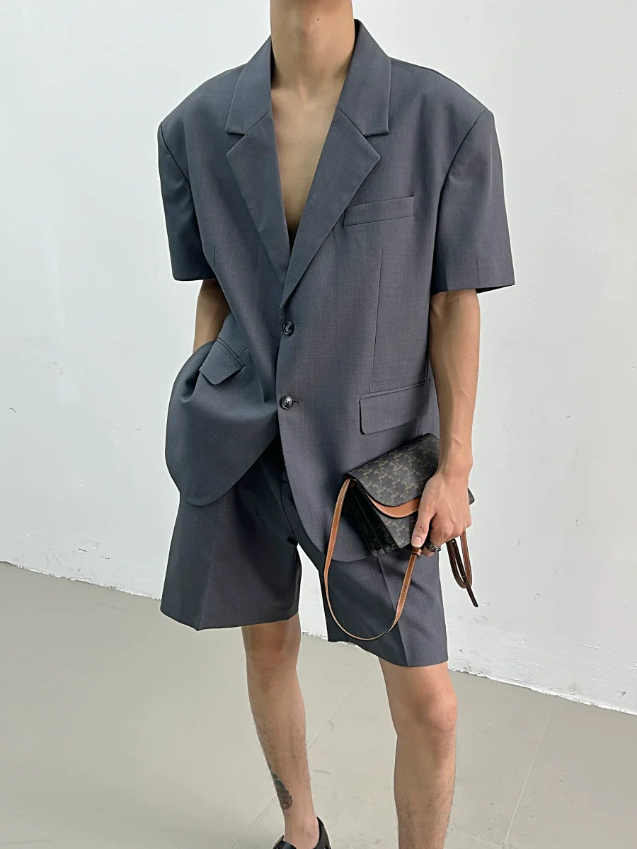 Oversize Short Sleeve Shirt Jacket & Center Press Shorts Setup
