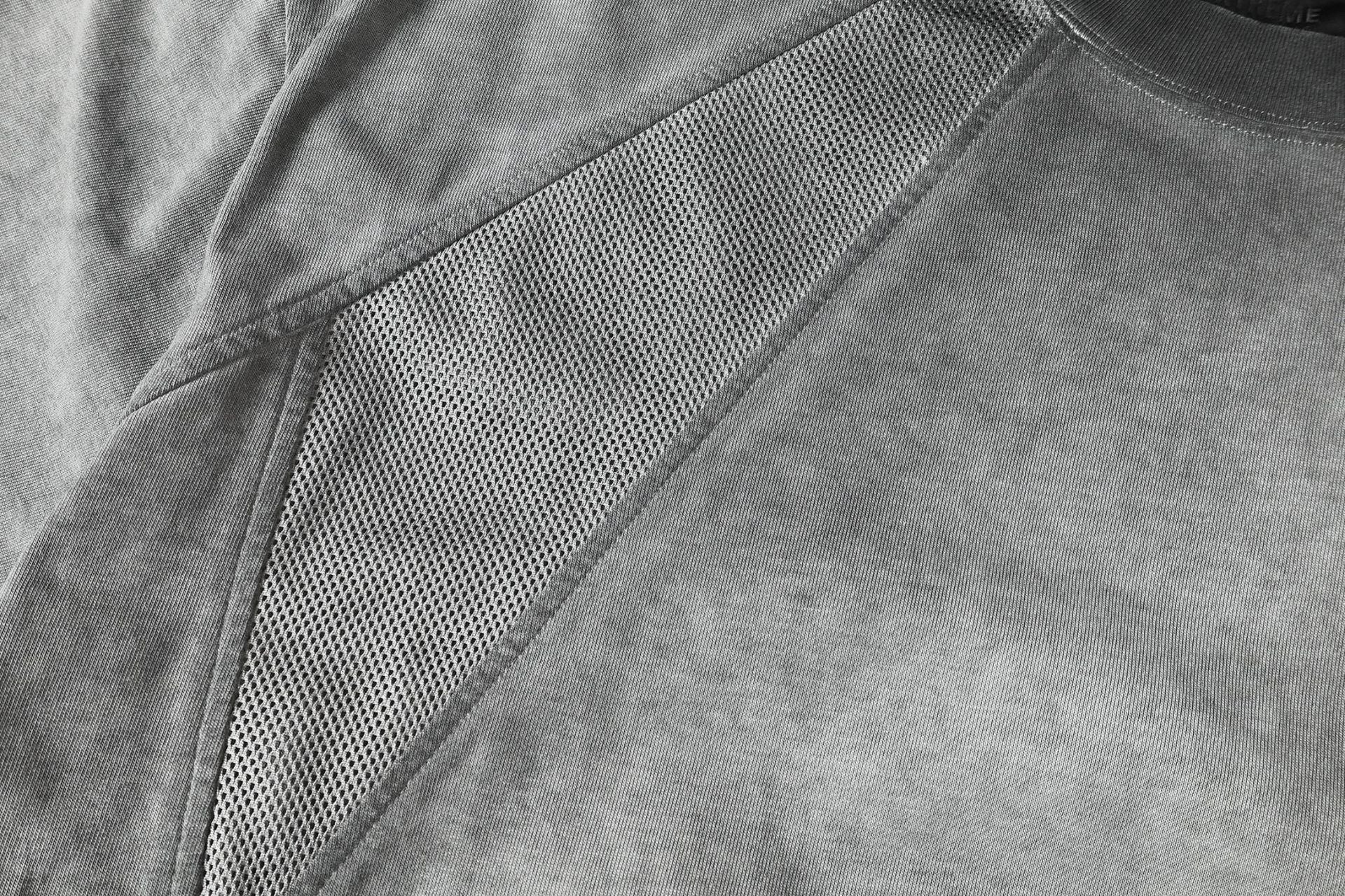 Washed Mesh Panel Short Sleeve T-Shirt