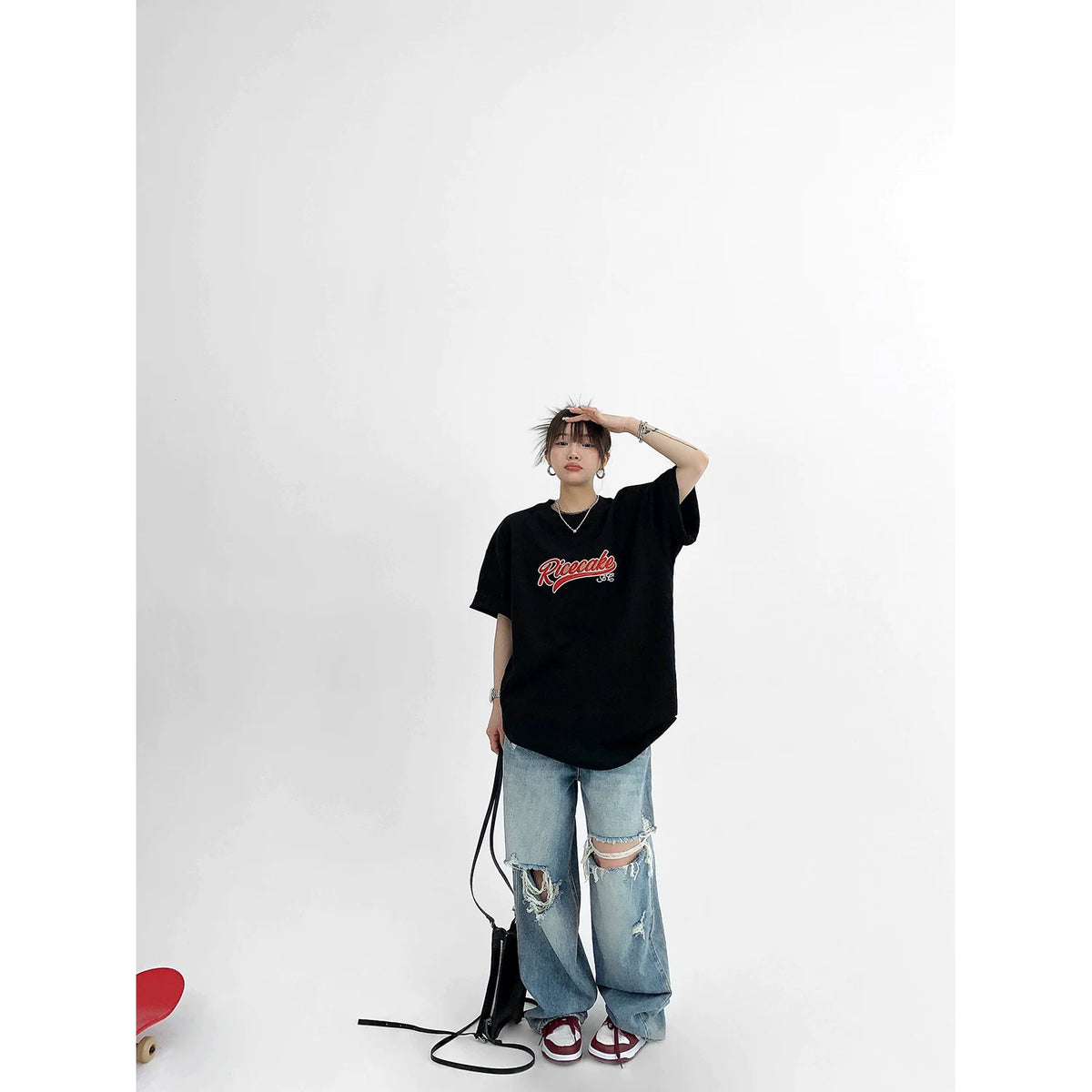 Logo Patch Oversize Short Sleeve T-Shirt