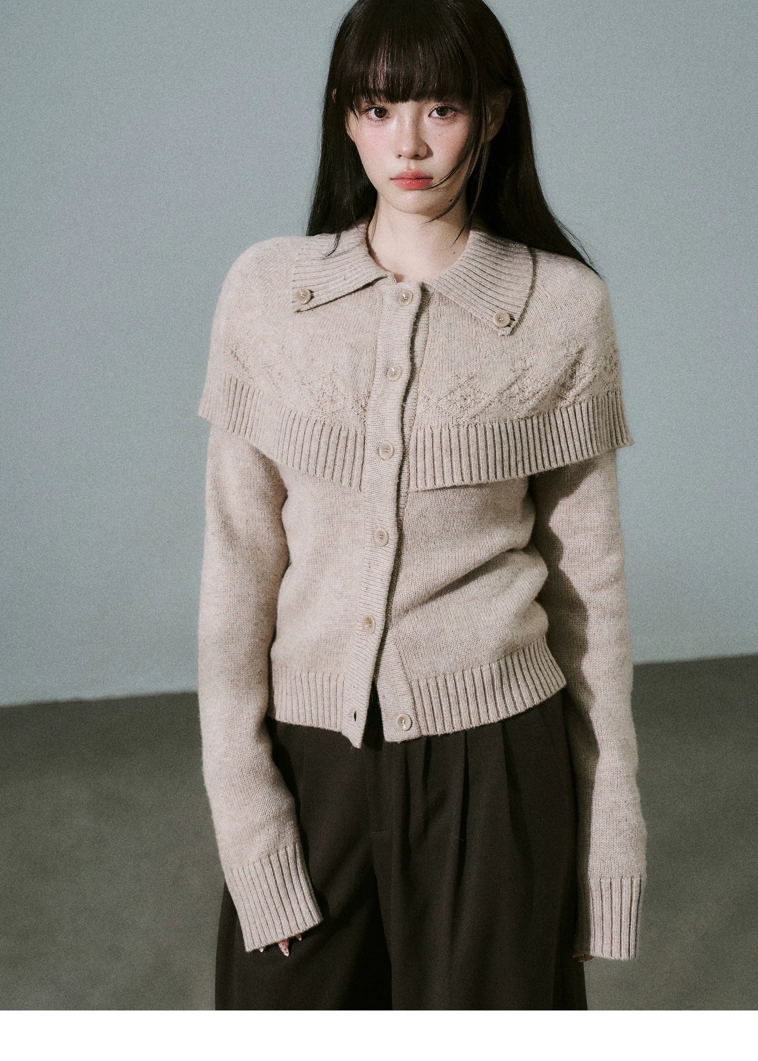 Cashmere Blend Cloak Graphic Knit Cardigan