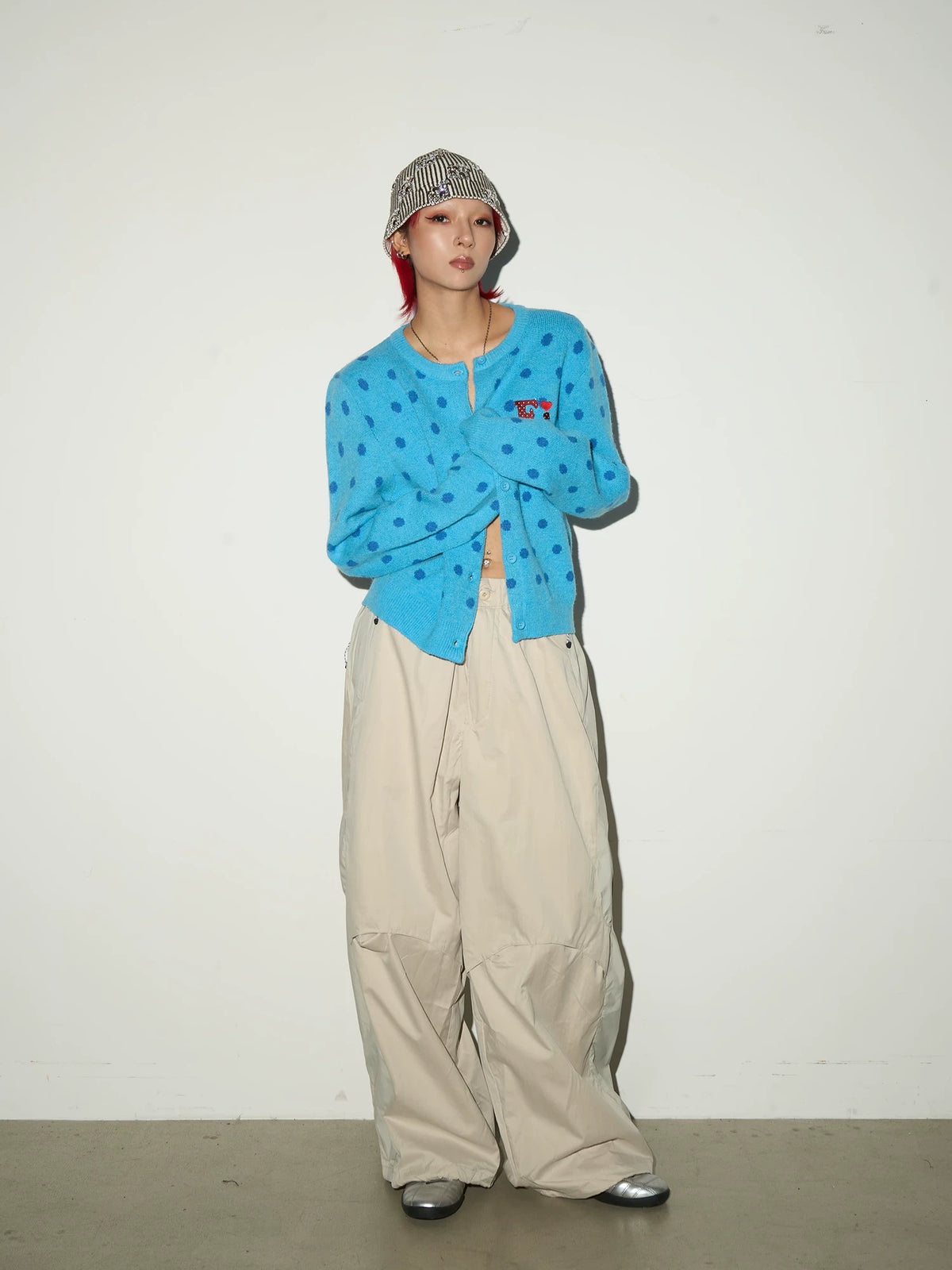 Oversize Nylon Hooded Jacket & Panel Wide Leg Pants Setup