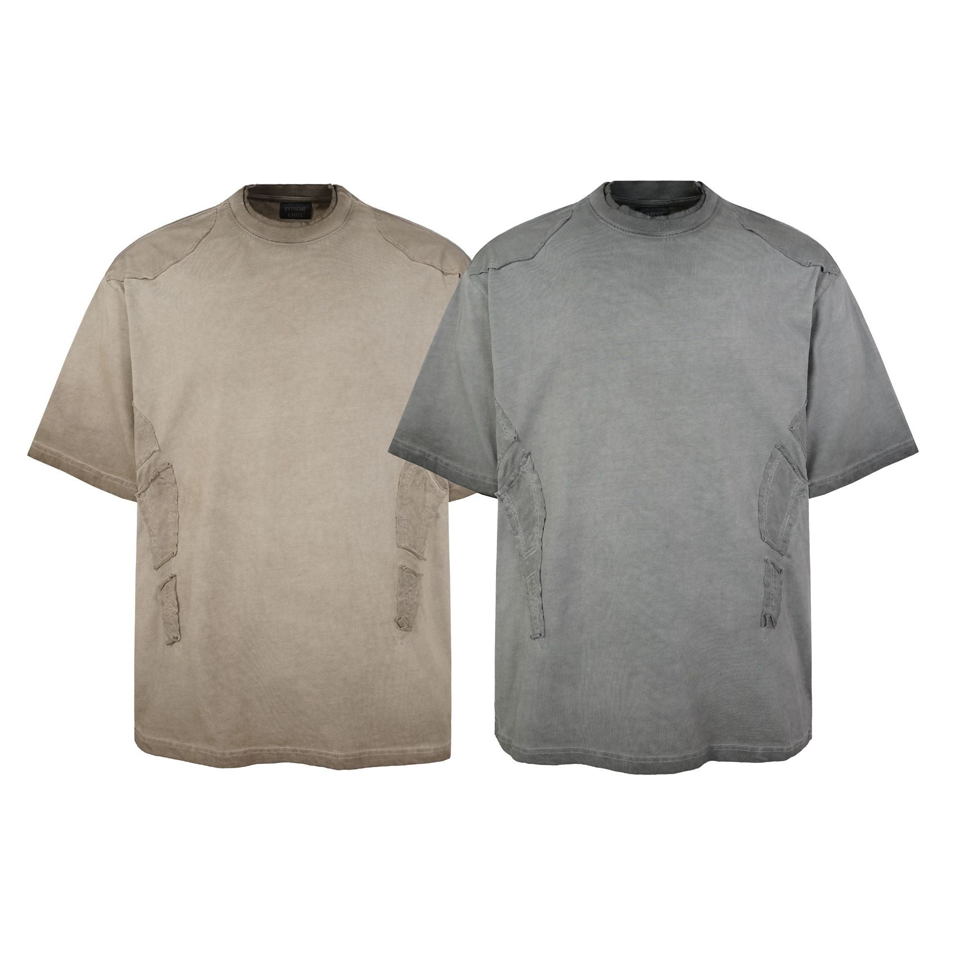 Utility Patchwork Washed Damage Short Sleeve T-Shirt