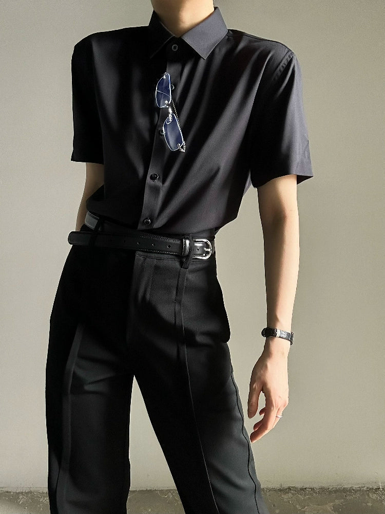 Plain Design Short Sleeve Shirt