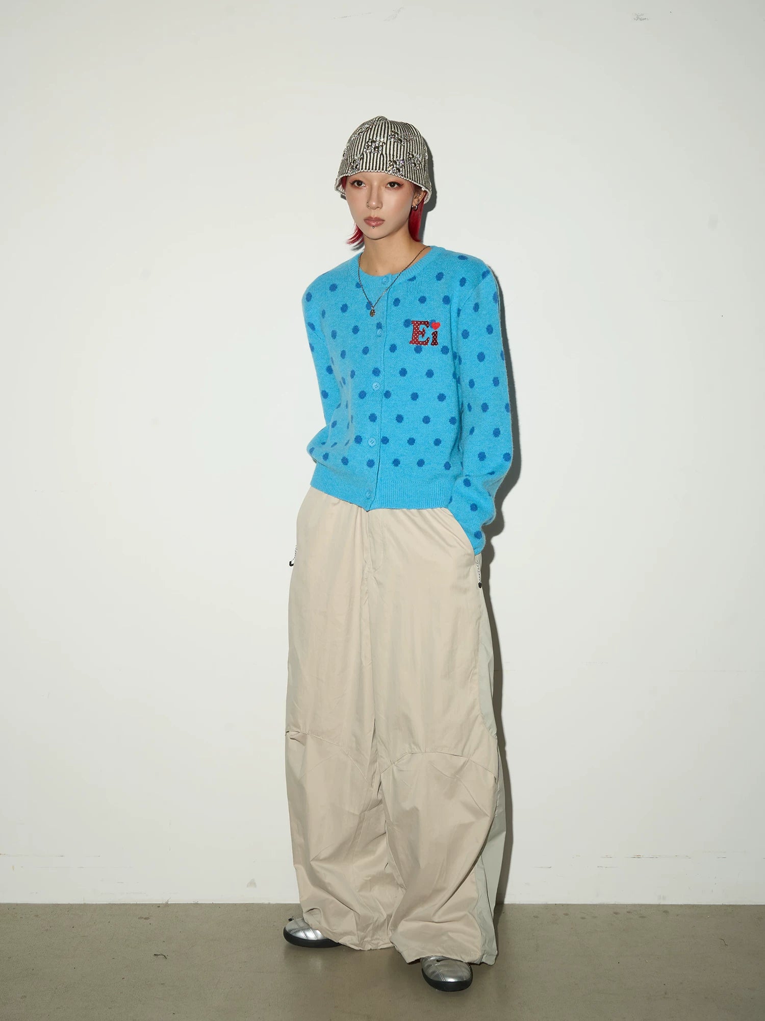 Oversize Nylon Hooded Jacket & Panel Wide Leg Pants Setup