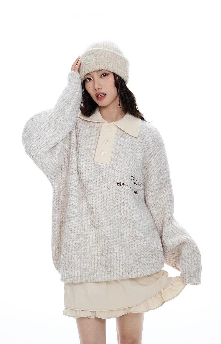Pullover Polo Knit Sweater