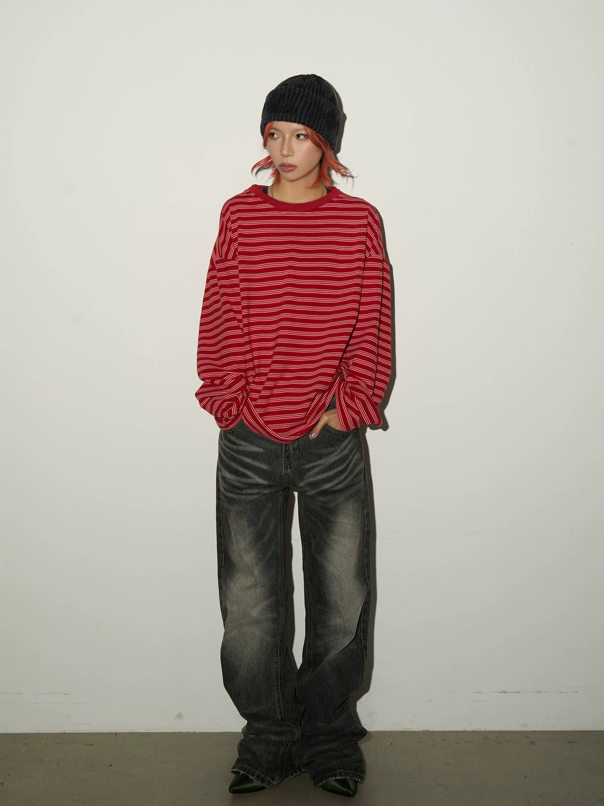 Contrast Stripe Long Sleeve T-Shirt