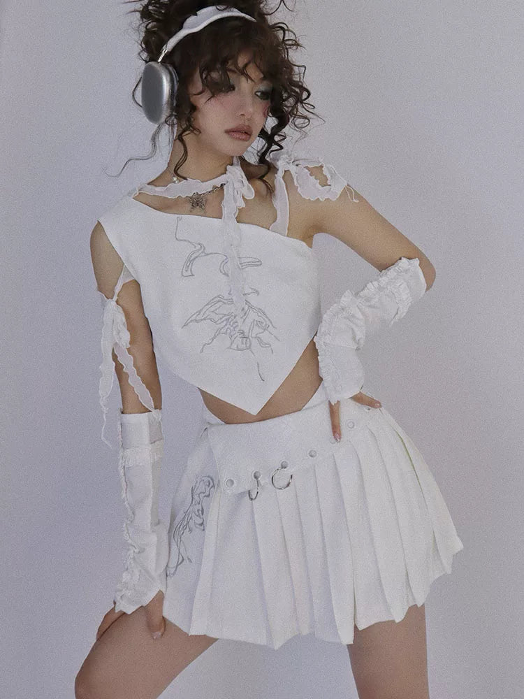 Butterfly Embroidery Tie-Strap Tank Top