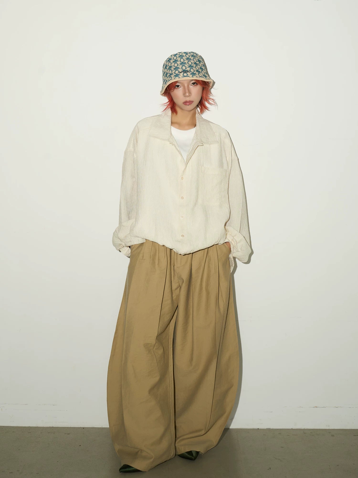 Textured Fabric Button Long Sleeve Shirt