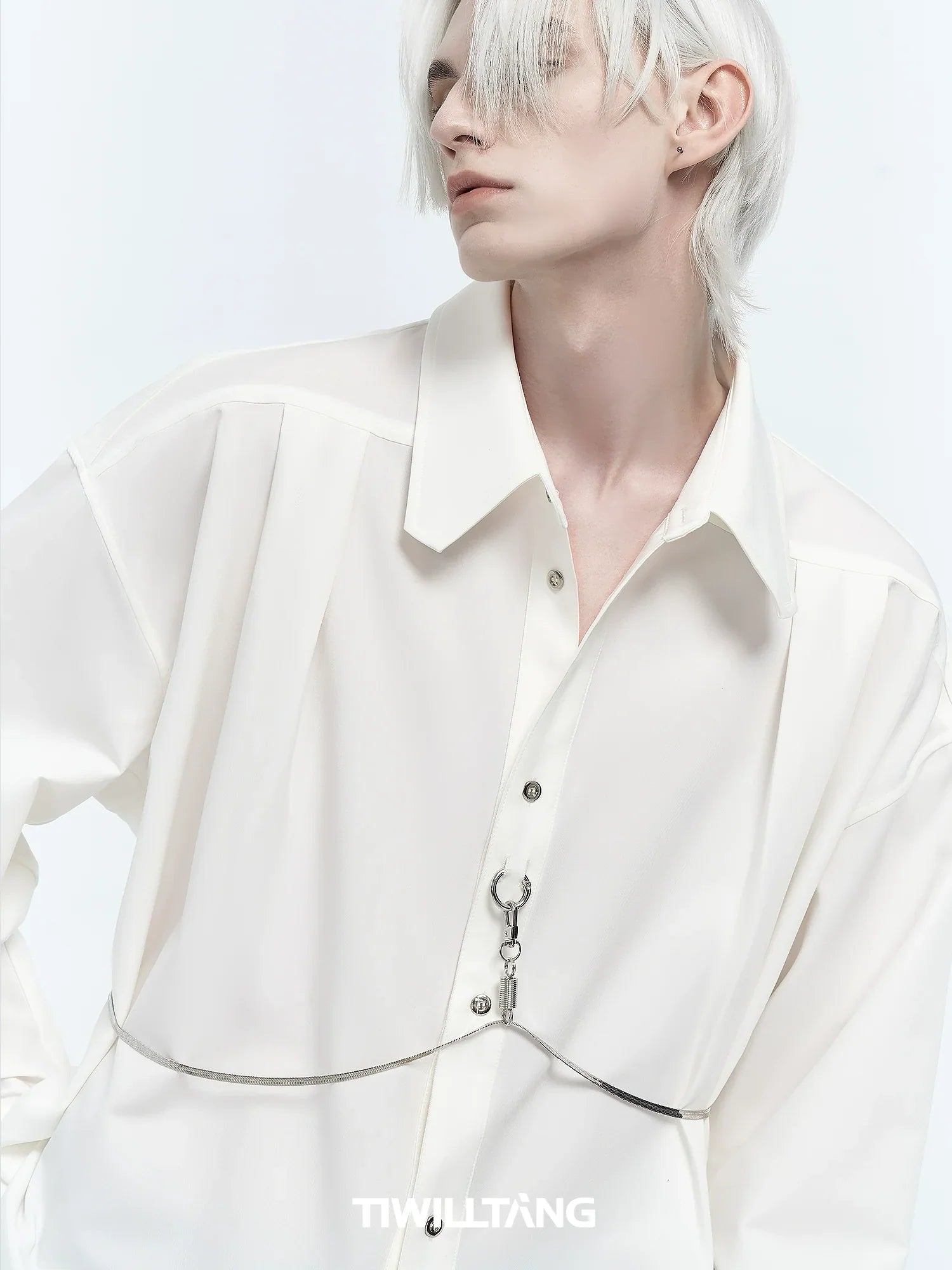 Chain Draped Long Sleeve Shirt