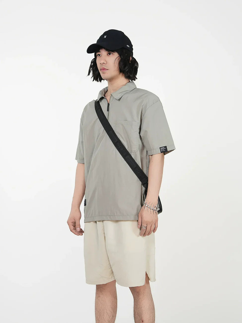 Quick-Dry Half-Zip Short Sleeve T-Shirt & UPF Sun Protection Short Set