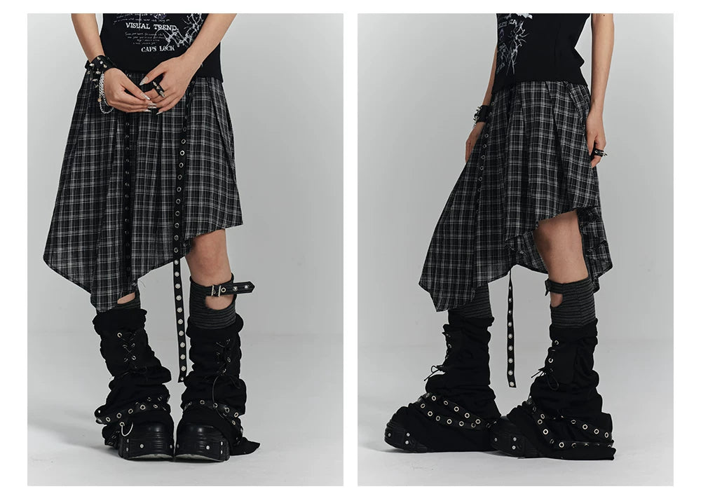 Irregular Plaid A-Line Skirt