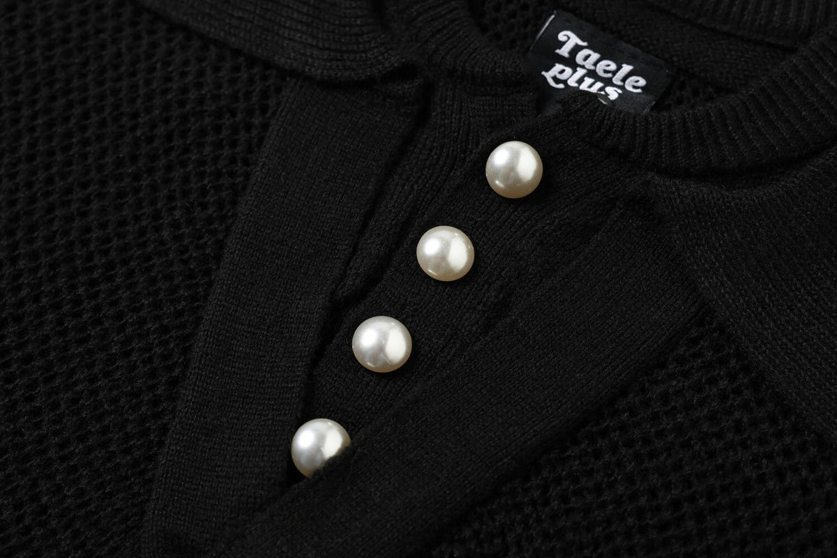 Openwork Short Sleeve Knit Polo Shirt