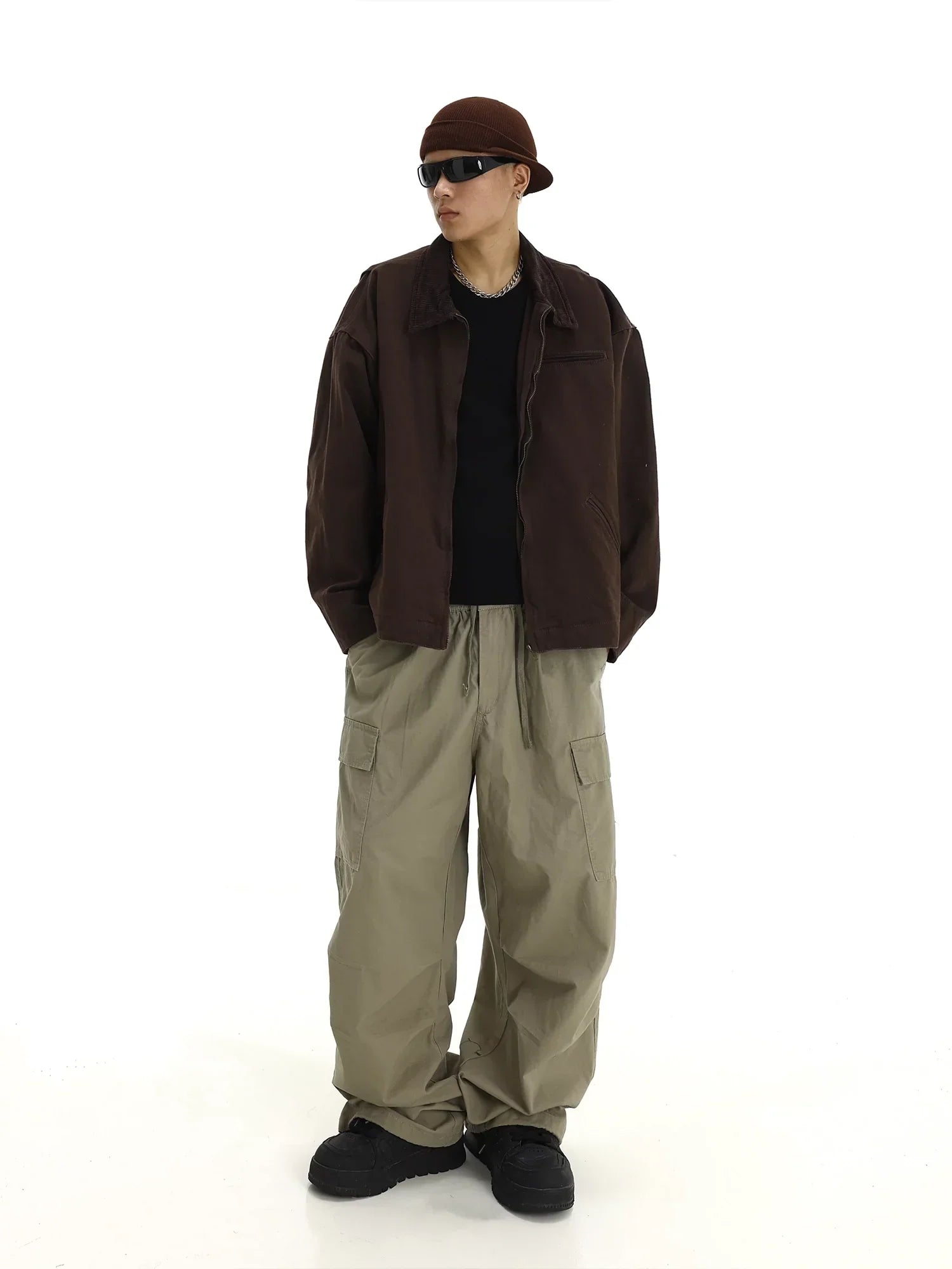 Washed Workwear Zipper Jacket