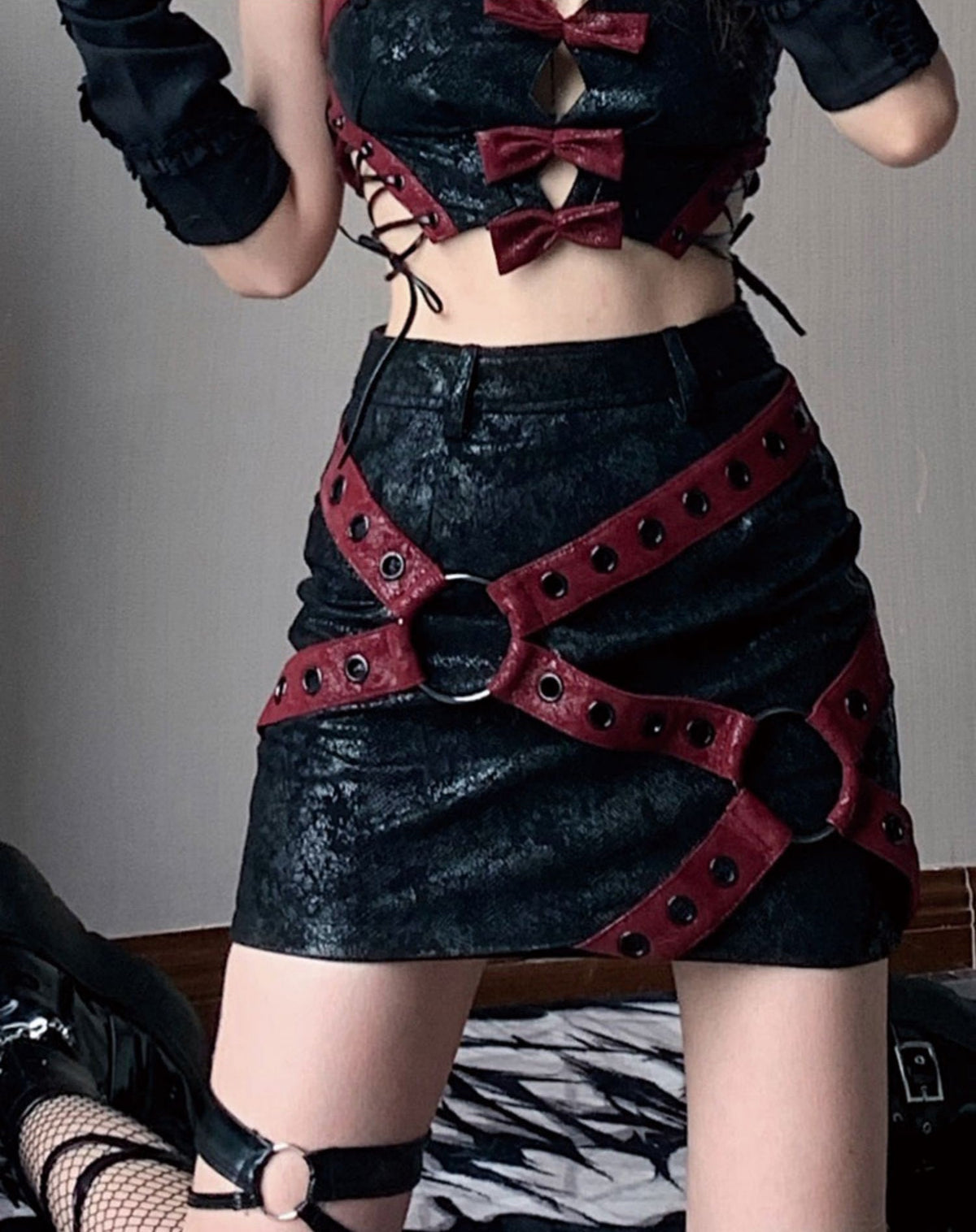 PU Leather Short Skirt