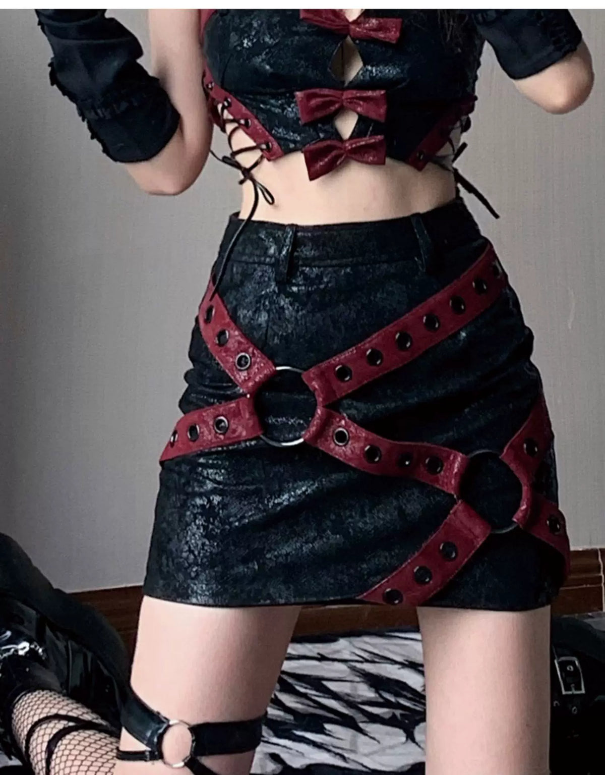 PU Leather Short Skirt