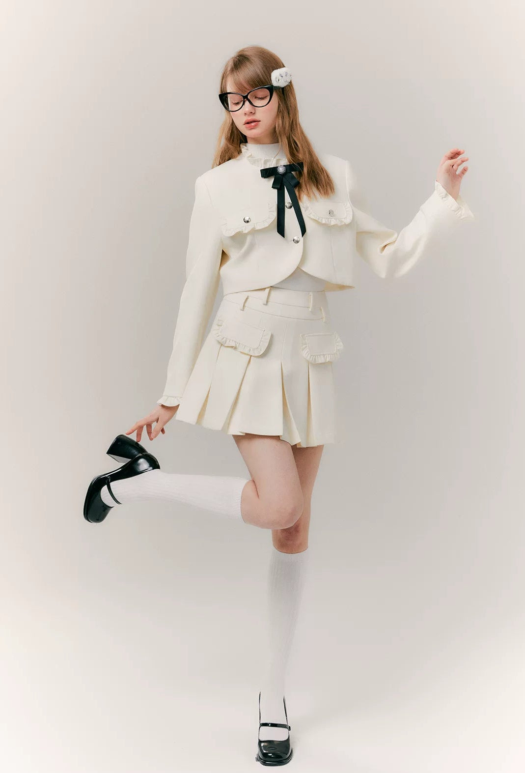 Pleated Skirt & Slim Tailored Jacket Setup