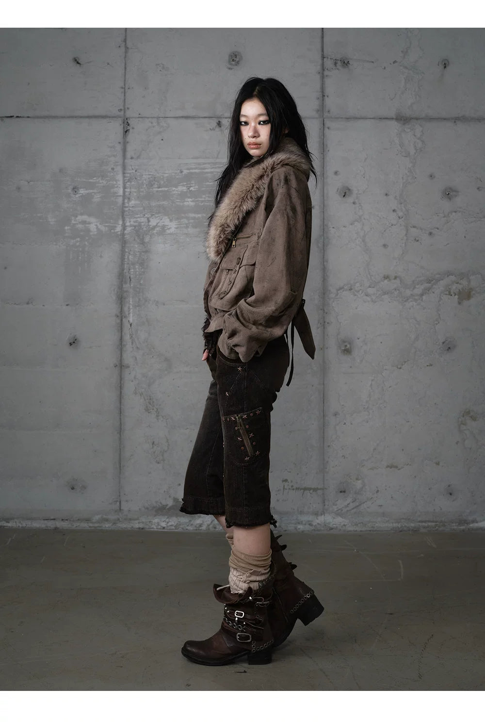 Patchwork Plaid Punk Work Jacket