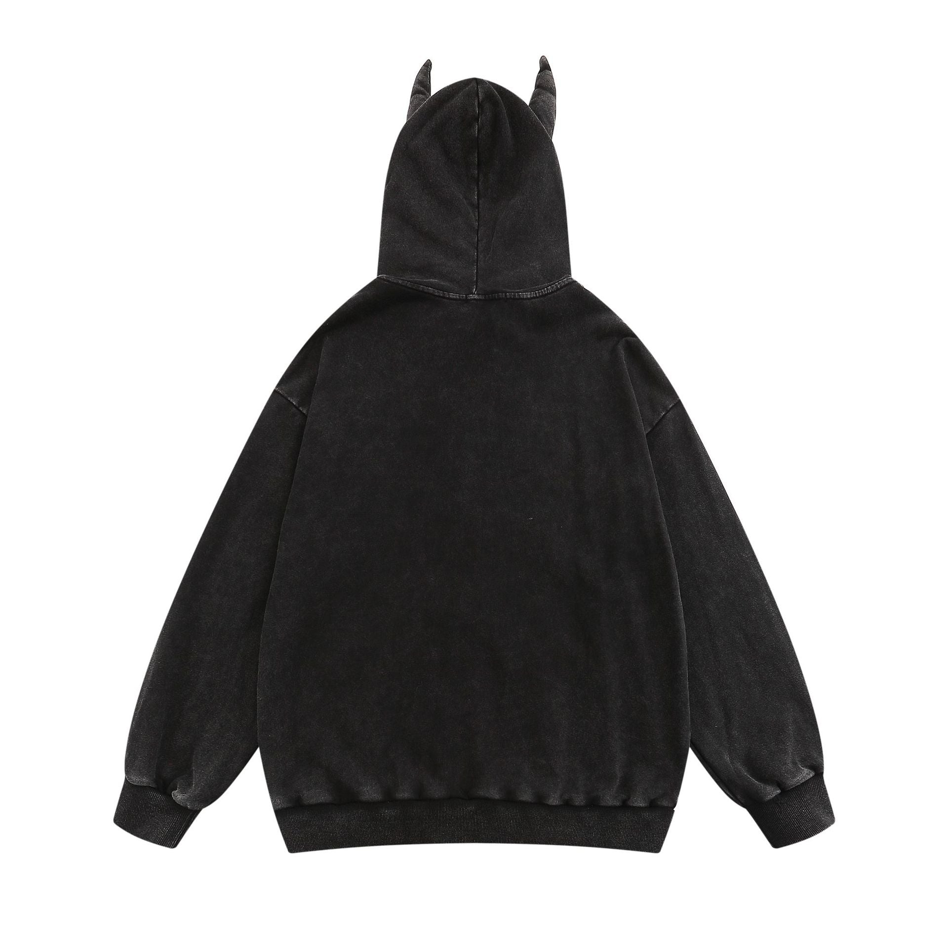 Letter Embroidery Washed Zipper Hoodie