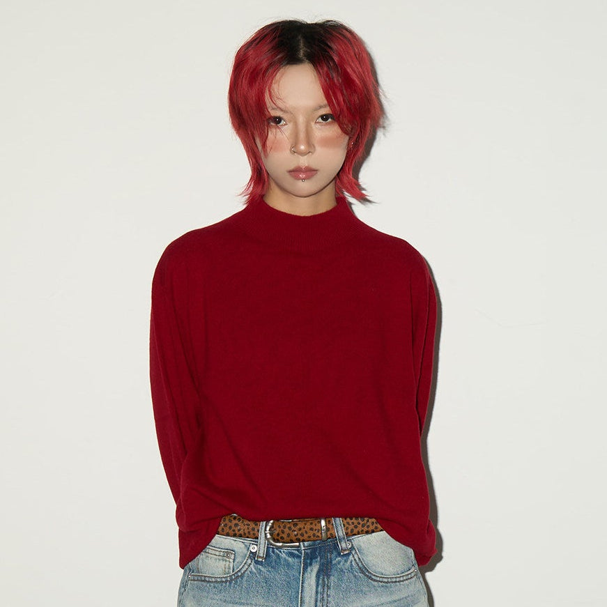 Bottle Neck Oversize Knit Sweater