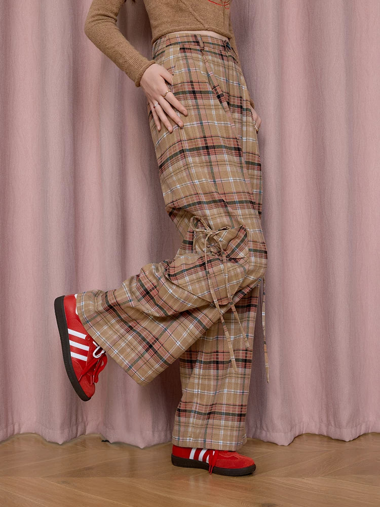 Plaid Wide-Leg Pants