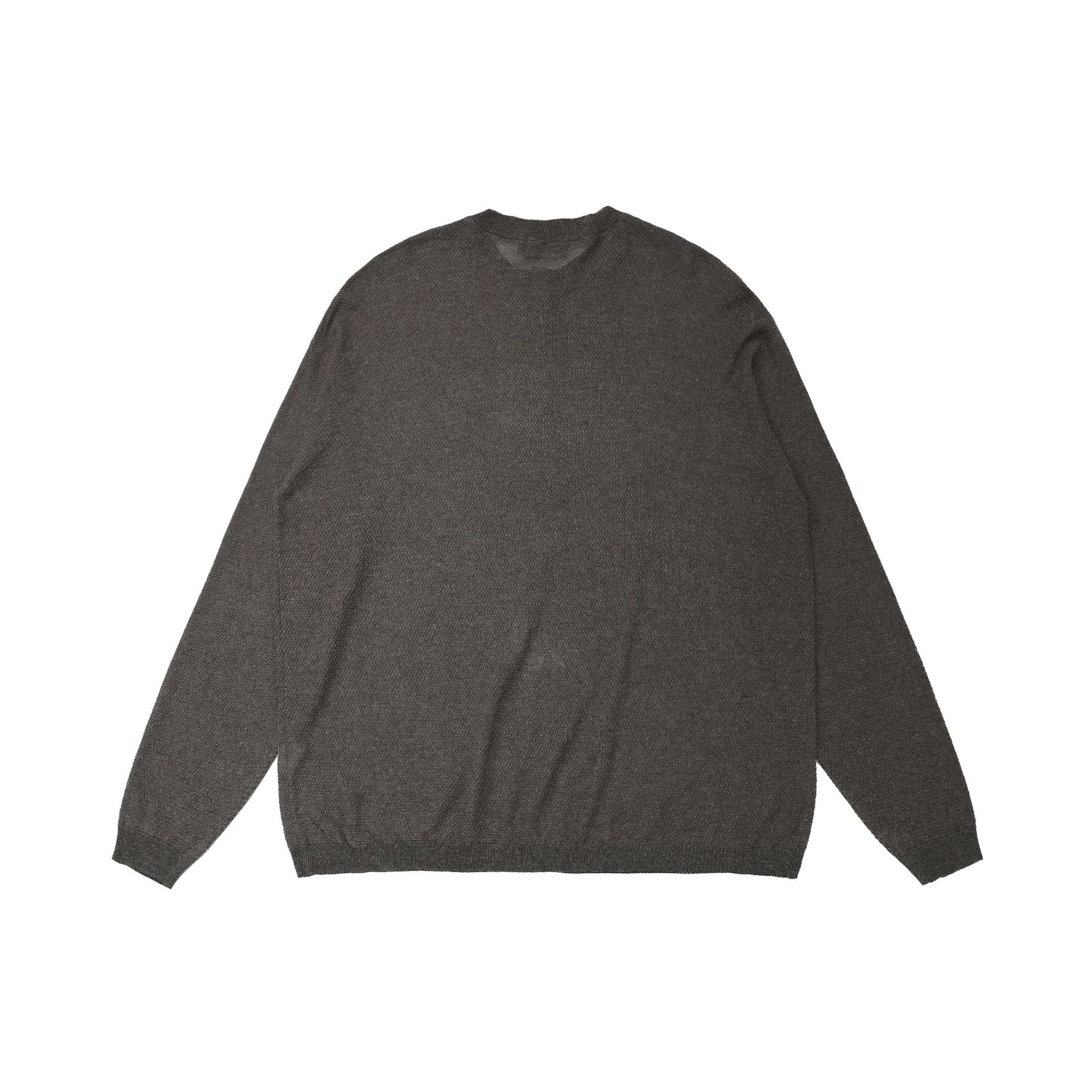 Openwork Linen Henley Neck Knit Sweater