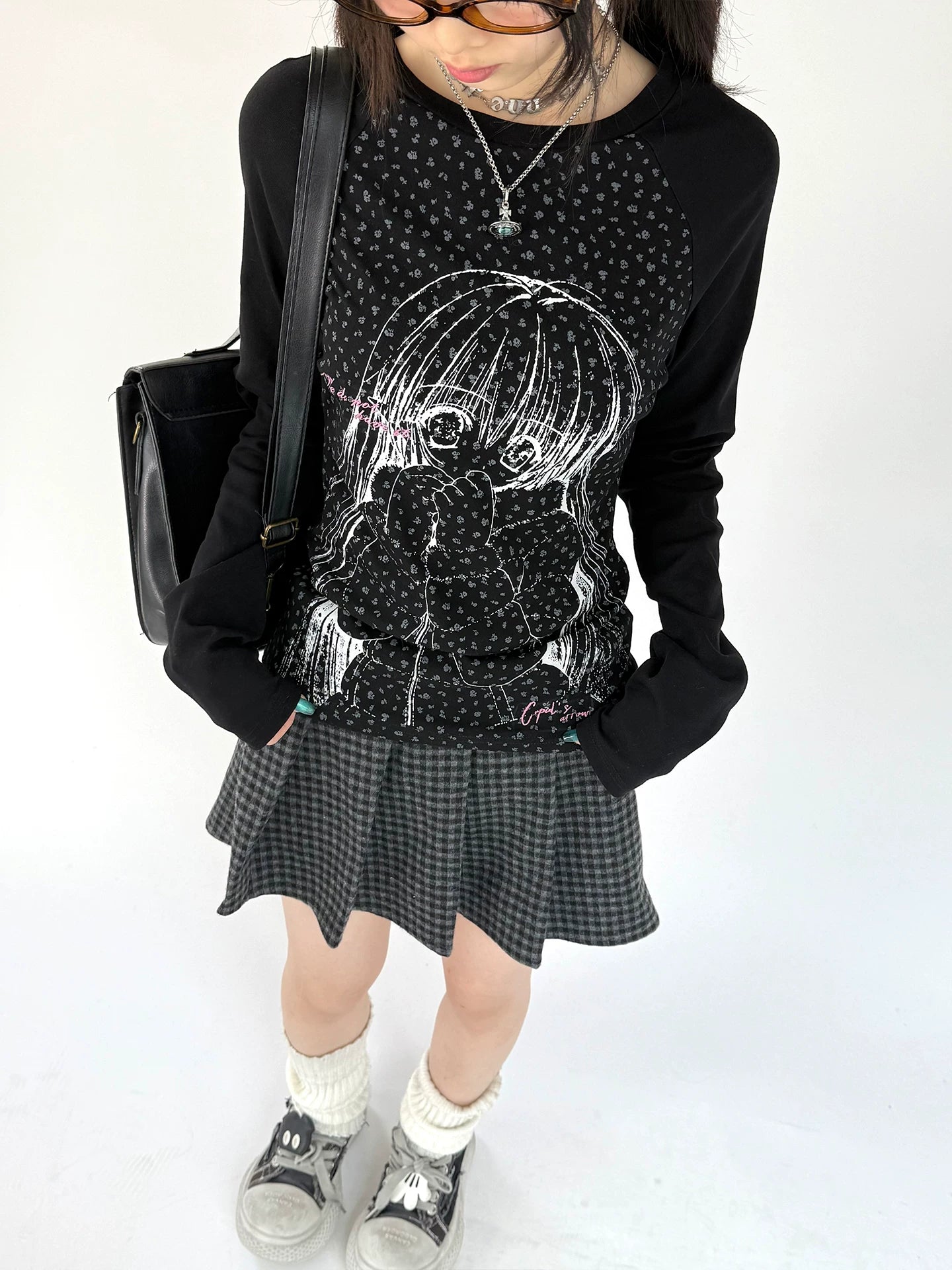 Graphic Speckled Print Long Sleeve T-Shirt