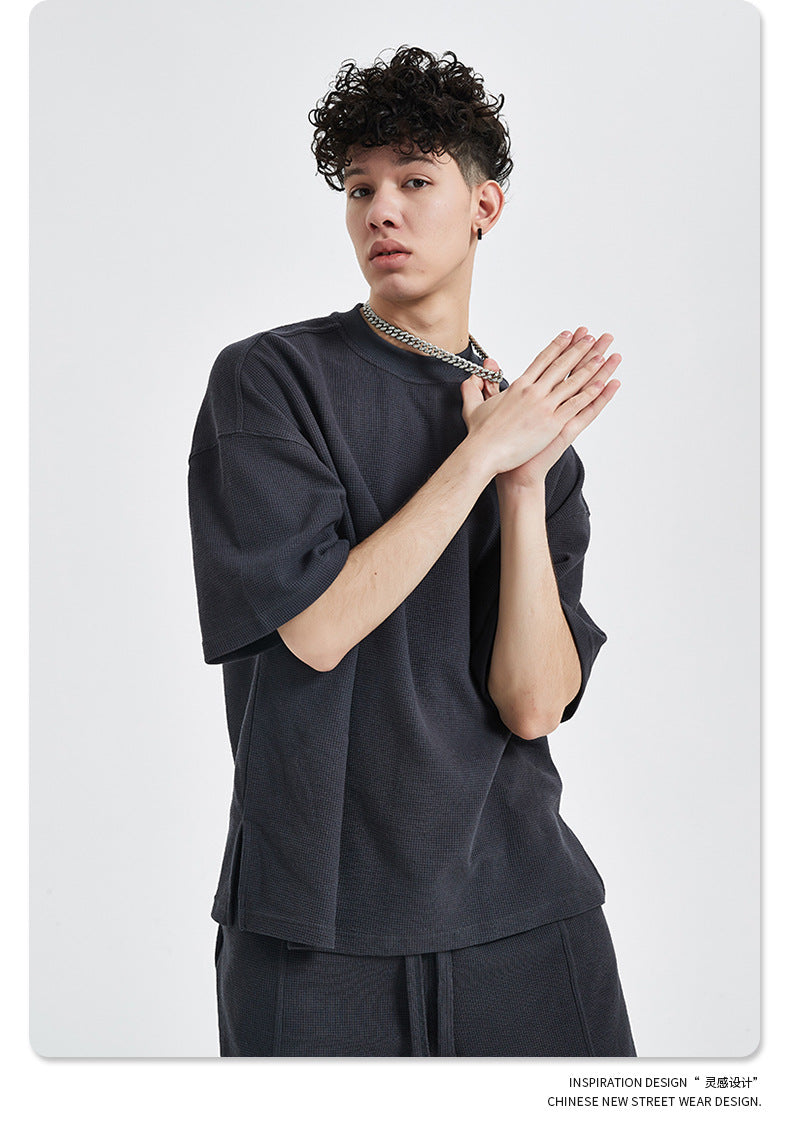 Oversize Waffle Short-sleeve T-shirt & Waffle Short Pants Setup