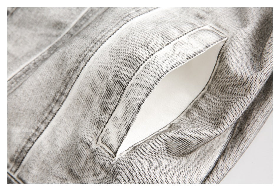Retro Distressed Denim Work Jacket