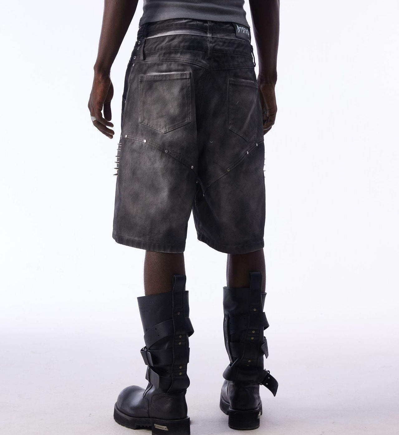 Washed Graffiti Dirty-Dye Denim Jort