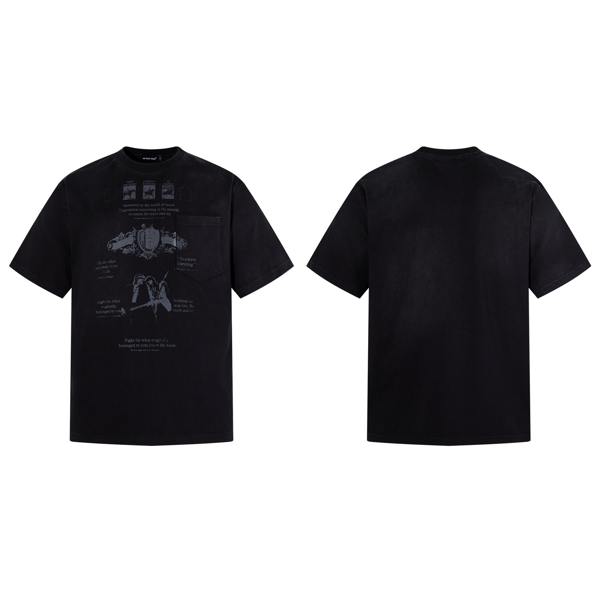 Graphic Print Pocket Design Short Sleeve T-Shirt