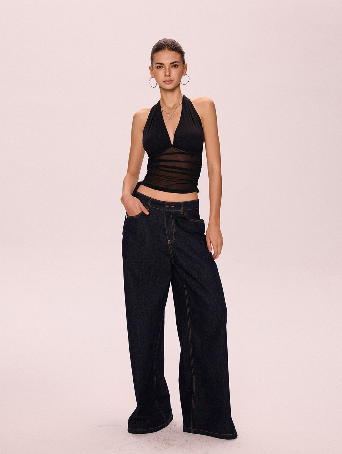 Halterneck Camisole Off-The-Shoulder Top