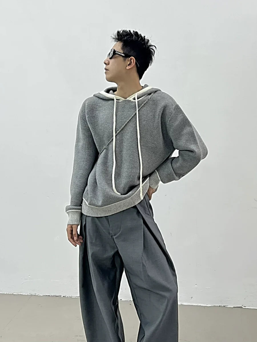 Colorblock Pullover Knit Hoodie