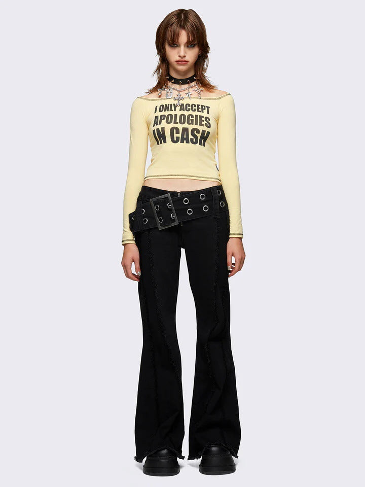 IN CASH Printed Boat Neck long sleeve T-shirt