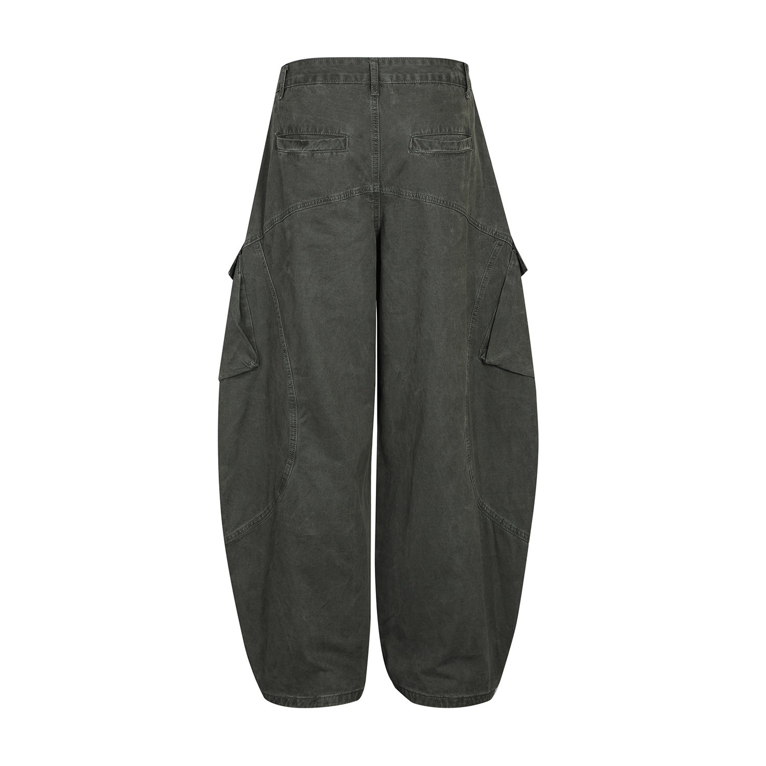 Multi-Pocket Deconstruction Curved Wide Leg Denim Jeans